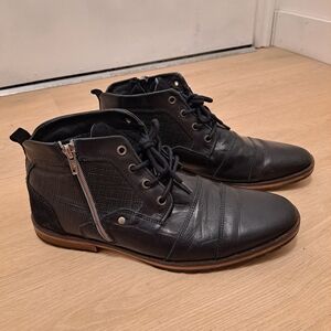 FREEBIRD Men's Black Lace Up Leather  Side Zip Ankle Orion Moto Boot Size 9